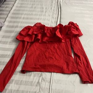 Red ruffled top